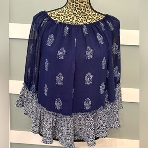 Lucky Brand Floral Indigo Blouse